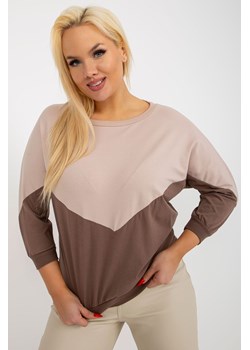 Beżowo-brązowa bluzka plus size basic z bawełny ze sklepu 5.10.15 w kategorii Bluzki damskie - zdjęcie 169714831