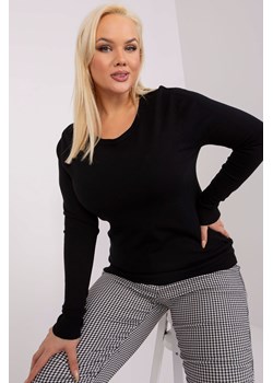 Gładki sweter plus size z długim rękawem czarny ze sklepu 5.10.15 w kategorii Swetry damskie - zdjęcie 169715014