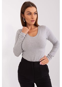 Dopasowany sweter w serek szary ze sklepu 5.10.15 w kategorii Swetry damskie - zdjęcie 169715241