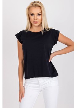 Ciemnogranatowy luźny t-shirt z bawełny Revolution ze sklepu 5.10.15 w kategorii Bluzki damskie - zdjęcie 169715392