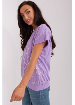 Jasnofioletowa codzienna bluzka z nadrukiem ze sklepu 5.10.15 w kategorii Bluzki damskie - zdjęcie 169715464