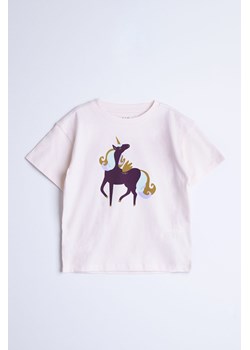 Pudełkowy t-shirt dziewczęcy - różowy z jednorożcem - Limited Edition ze sklepu 5.10.15 w kategorii Bluzki dziewczęce - zdjęcie 169715624