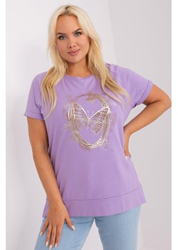 Bluzka plus size z krótkim rękawem fioletowy ze sklepu 5.10.15 w kategorii Bluzki damskie - zdjęcie 169715673