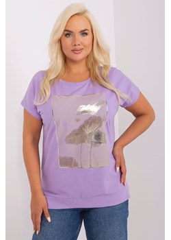 Fioletowa bluzka plus size z krótkim rękawem ze sklepu 5.10.15 w kategorii Bluzki damskie - zdjęcie 169715770