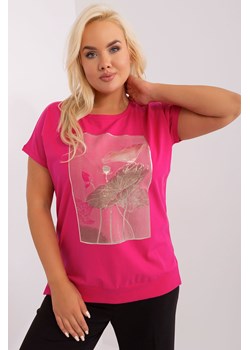 Fuksjowa damska bluzka plus size z nadrukiem ze sklepu 5.10.15 w kategorii Bluzki damskie - zdjęcie 169716004