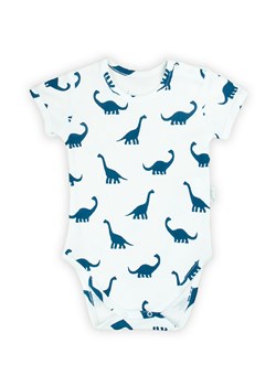 Bawełniane body niemowlęce z krókim rękawem - niebieskie dinozaury ze sklepu 5.10.15 w kategorii Body niemowlęce - zdjęcie 169716081