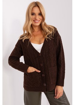 Ciemnobrązowy dzianinowy sweter rozpinany ze sklepu 5.10.15 w kategorii Swetry damskie - zdjęcie 169716222