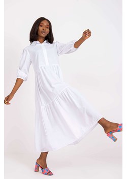 RUE PARIS  Sukienka maxi z kołnierzykiem - biała ze sklepu 5.10.15 w kategorii Sukienki - zdjęcie 169716314