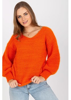 Och Bella Pomarańczowy puszysty sweter damski z moherem ze sklepu 5.10.15 w kategorii Swetry damskie - zdjęcie 169716442