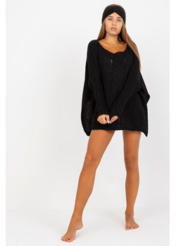 Czarny sweter oversize z rozcięciami po bokach OCH BELLA ze sklepu 5.10.15 w kategorii Swetry damskie - zdjęcie 169716463