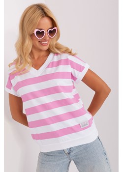 Biało-jasnofioletowa damska bluzka basic w paski ze sklepu 5.10.15 w kategorii Bluzki damskie - zdjęcie 169716630