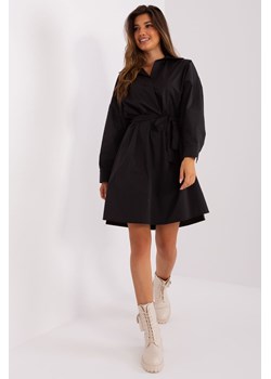 Czarna koszulowa sukienka damska z paskiem ZULUNA ze sklepu 5.10.15 w kategorii Sukienki - zdjęcie 169716803