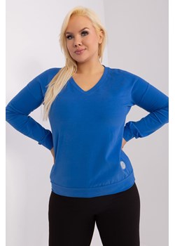 Bluzka plus size z dekoltem w serek ciemny niebieski ze sklepu 5.10.15 w kategorii Bluzki damskie - zdjęcie 169716920