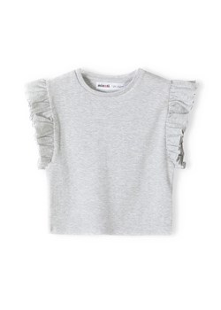 Dziewczęca bluzka z krótkim rękawem i falbanką- szara ze sklepu 5.10.15 w kategorii Bluzki dziewczęce - zdjęcie 169717022