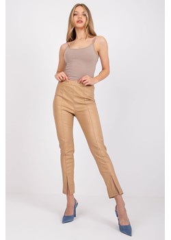 Spodnie damskie z eko skóry - beżowe ze sklepu 5.10.15 w kategorii Spodnie damskie - zdjęcie 169717222