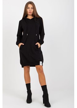 Czarna dresowa sukienka basic z kapturem ze sklepu 5.10.15 w kategorii Sukienki - zdjęcie 169717263