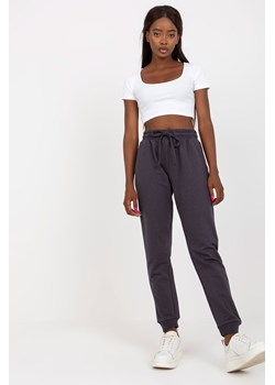 BASIC FEEL GOOD Grafitowe dresowe spodnie basic z wysokim stanem ze sklepu 5.10.15 w kategorii Spodnie damskie - zdjęcie 169717510