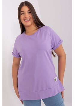 Jasnofioletowa bluzka plus size basic z rozcięciami ze sklepu 5.10.15 w kategorii Bluzki damskie - zdjęcie 169717673