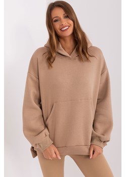 Ciemnobeżowa bluza oversize kangurka z ociepleniem ze sklepu 5.10.15 w kategorii Bluzy damskie - zdjęcie 169717674