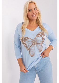 Bawełniana bluzka plus size z printami jasny niebieski ze sklepu 5.10.15 w kategorii Bluzki damskie - zdjęcie 169717880