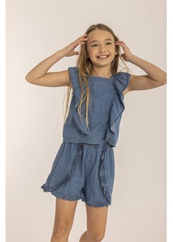 Komplet letni dziewczęcy - bluzka na ramiączkach i szorty z falbankami ze sklepu 5.10.15 w kategorii Komplety dziewczęce - zdjęcie 169717923