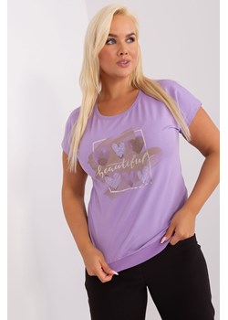 Jasnofioletowa bluzka plus size z nadrukiem ze sklepu 5.10.15 w kategorii Bluzki damskie - zdjęcie 169717971