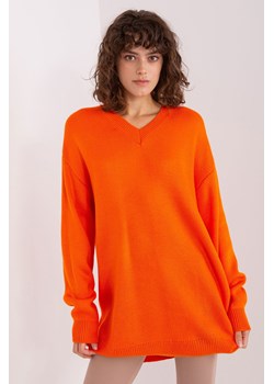 Pomarańczowa luźna sukienka dzianinowa ze sklepu 5.10.15 w kategorii Sukienki - zdjęcie 169718072