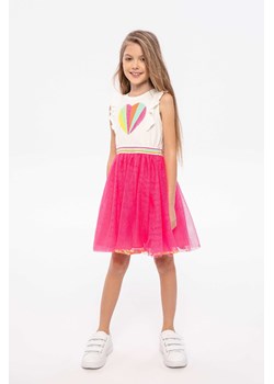 Różowa sukienka dziewczęca z sercem i cekinami ze sklepu 5.10.15 w kategorii Sukienki dziewczęce - zdjęcie 169718151