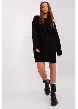 Dzianinowa sukienka z okrągłym dekoltem czarny ze sklepu 5.10.15 w kategorii Swetry damskie - zdjęcie 169718234