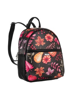 Miejski plecaczek damski ze skóry ekologicznej - Peterson czarny w kwiaty ze sklepu 5.10.15 w kategorii Plecaki - zdjęcie 169718252