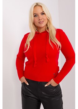 Sweter damski plus size z wiskozą czerwony ze sklepu 5.10.15 w kategorii Swetry damskie - zdjęcie 169718274