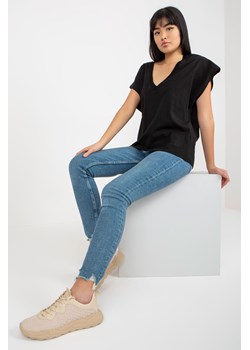 Czarny damski t-shirt jednokolorowy z dekoltem V MAYFLIES ze sklepu 5.10.15 w kategorii Bluzki damskie - zdjęcie 169718290