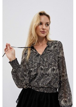 Koszula damska z wiązanym dekoltem i falbanami- czarna ze sklepu 5.10.15 w kategorii Bluzki damskie - zdjęcie 169718293
