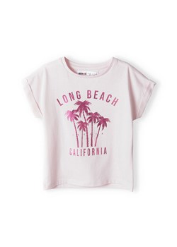 Różowa koszulka bawełniana dziewczęca z nadrukiem ze sklepu 5.10.15 w kategorii Bluzki dziewczęce - zdjęcie 169718510