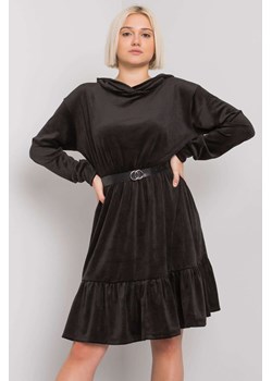 Sukienka welurowa z paskiem - czarna ze sklepu 5.10.15 w kategorii Sukienki - zdjęcie 169718532