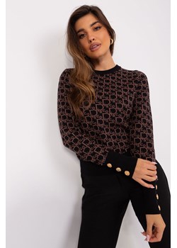 Czarno-brązowy sweter klasyczny z wzorem ze sklepu 5.10.15 w kategorii Swetry damskie - zdjęcie 169718610
