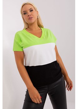 Jasnozielono-czarna bawełniana bluzka damska plus size ze sklepu 5.10.15 w kategorii Bluzki damskie - zdjęcie 169718682