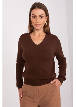 Sweter z dzianiny z wiskozą ciemny brązowy ze sklepu 5.10.15 w kategorii Swetry damskie - zdjęcie 169718791