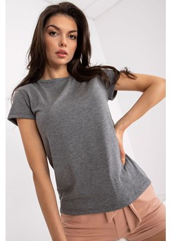 Ciemnoszary t-shirt basic z bawełny Peachy ze sklepu 5.10.15 w kategorii Bluzki damskie - zdjęcie 169718931