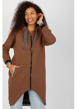 Brązowa długa dresowa bluza damska na suwak Mayar ze sklepu 5.10.15 w kategorii Bluzy damskie - zdjęcie 169718940