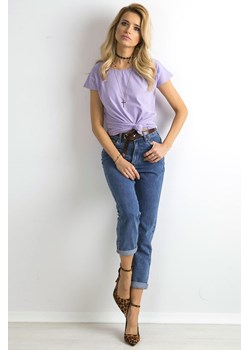 Gładki t-shirt bawełniany damski - fioletowy ze sklepu 5.10.15 w kategorii Bluzki damskie - zdjęcie 169719002