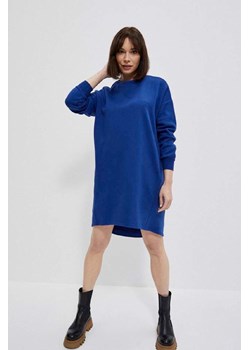 Sukienka damska dresowa z długim rękawem- niebieska ze sklepu 5.10.15 w kategorii Sukienki - zdjęcie 169719130