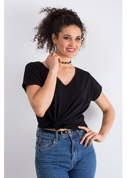 Bawełniany t-shirt damski V-neck- czarny ze sklepu 5.10.15 w kategorii Bluzki damskie - zdjęcie 169719434