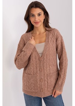 Sweter rozpinany w warkocze z kieszeniami jasny brązowy ze sklepu 5.10.15 w kategorii Swetry damskie - zdjęcie 169719650