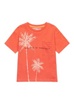 Pomarańczowy t-shirt z bawełny chłopięcy z palmami ze sklepu 5.10.15 w kategorii T-shirty chłopięce - zdjęcie 169719670