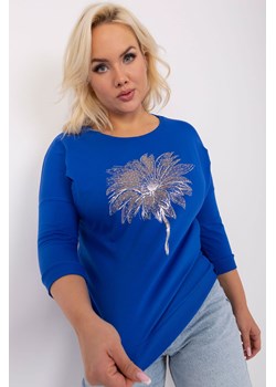Damska bluzka plus size z rękawem 3/4 kobaltowy ze sklepu 5.10.15 w kategorii Bluzki damskie - zdjęcie 169719893