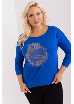 Gładka bluzka plus size ze ściągaczami kobaltowy ze sklepu 5.10.15 w kategorii Bluzki damskie - zdjęcie 169719981