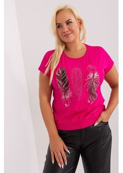 Fuksjowa damska bluzka plus size z nadrukiem ze sklepu 5.10.15 w kategorii Bluzki damskie - zdjęcie 169720002