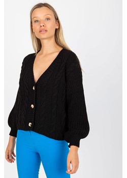 Czarny sweter damski rozpinany w warkocze OCH BELLA ze sklepu 5.10.15 w kategorii Swetry damskie - zdjęcie 169720280