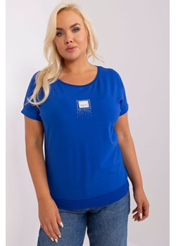 Kobaltowa bluzka plus size z okrągłym dekoltem ze sklepu 5.10.15 w kategorii Bluzki damskie - zdjęcie 169720312